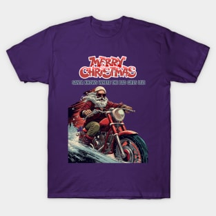 Santa Celebrate Christmas With Motorcycle T-Shirt